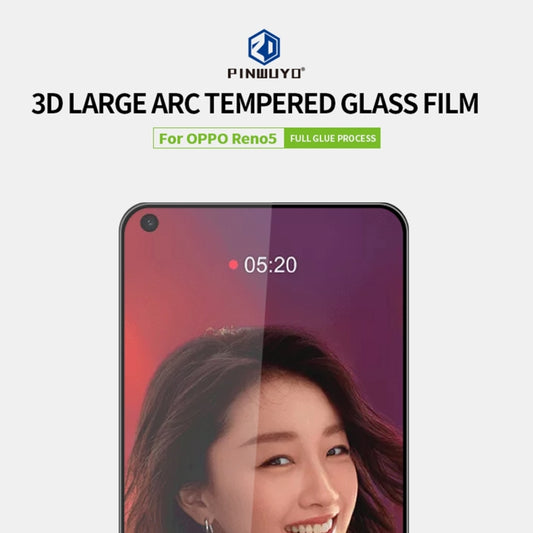For OPPO Reno5 PINWUYO 9H 3D Curved Full Screen Explosion-proof Tempered Glass Film(Black) by PINWUYO
