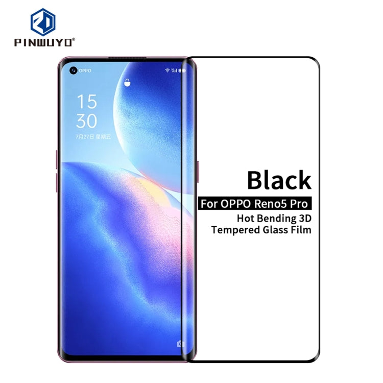 For OPPO Reno5 Pro PINWUYO 9H 3D Hot Bending Tempered Glass Film(Black) -  by PINWUYO | Online Shopping UK | buy2fix