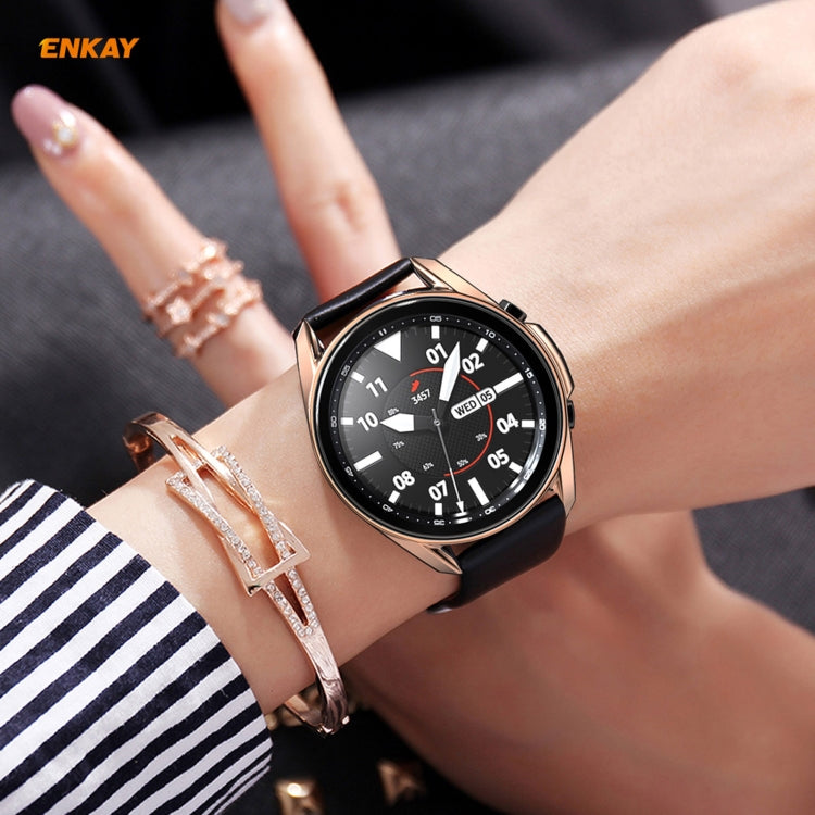 For Samsung Galaxy Watch 3 45mm 2 in 1 ENKAY Hat-Prince Electroplate Soft TPU Case + 0.2mm 9H 2.15D Curved Edge Tempered Glass Film(Rose Gold) by ENKAY