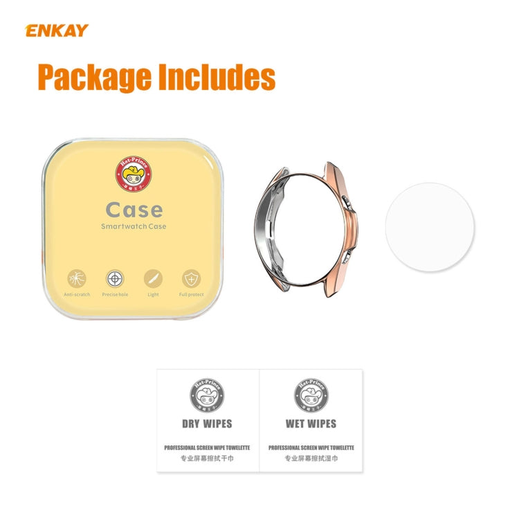 For Samsung Galaxy Watch 3 45mm 2 in 1 ENKAY Hat-Prince Electroplate Soft TPU Case + 0.2mm 9H 2.15D Curved Edge Tempered Glass Film(Rose Gold) by ENKAY
