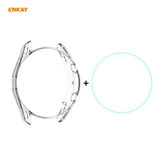 For Samsung Galaxy Watch 3 45mm 2 in 1 ENKAY Hat-Prince Transparent Soft TPU Case + 0.2mm 9H 2.15D Curved Edge Tempered Glass Film