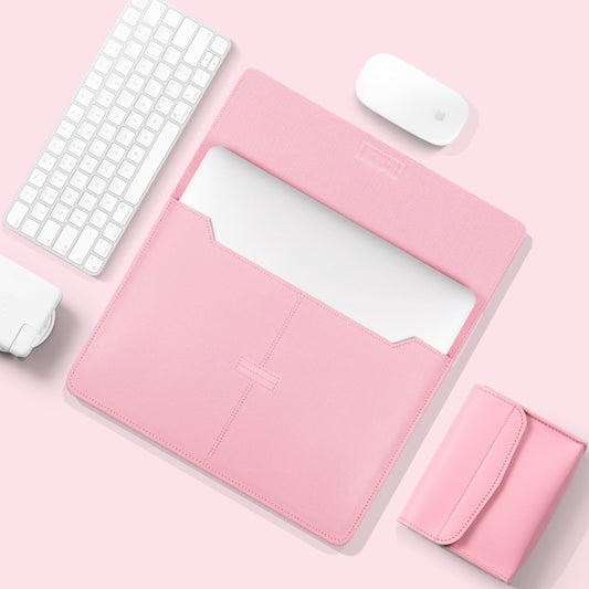 Litchi Pattern PU Leather Waterproof Ultra-thin Protection Liner Bag Briefcase Laptop Carrying Bag for 13-14 inch Laptops(ROSE GOLD) by buy2fix