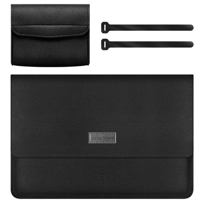 Litchi Pattern PU Leather Waterproof Ultra-thin Protection Liner Bag Briefcase Laptop Carrying Bag for 13-14 inch Laptops(BLACK) by buy2fix
