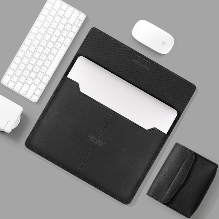 Litchi Pattern PU Leather Waterproof Ultra-thin Protection Liner Bag Briefcase Laptop Carrying Bag for 13-14 inch Laptops(BLACK) by buy2fix