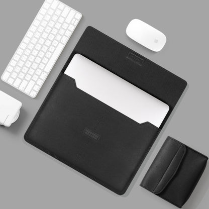 Litchi Pattern PU Leather Waterproof Ultra-thin Protection Liner Bag Briefcase Laptop Carrying Bag for 13-14 inch Laptops(BLACK) by buy2fix