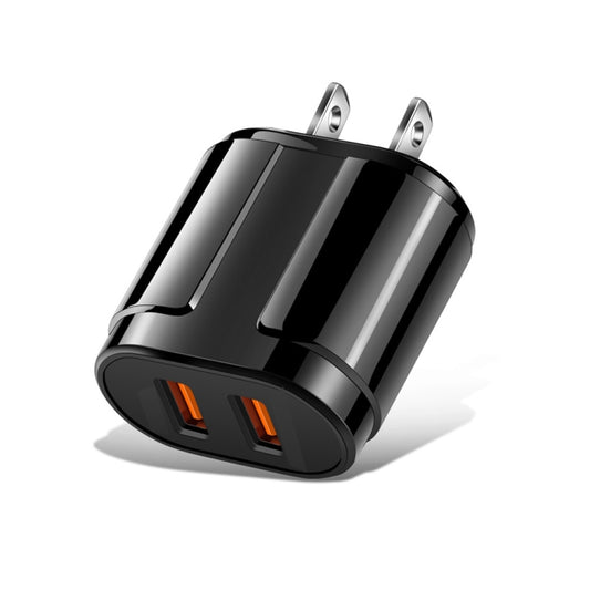 Dual USB Portable Travel Charger + 1 Meter USB to Type-C Data Cable, US Plug(Black) by buy2fix