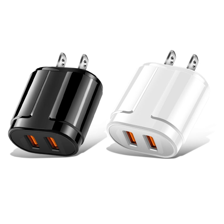 Dual USB Portable Travel Charger + 1 Meter USB to Micro USB Data Cable, US Plug(Black) - Mobile Accessories by buy2fix | Online Shopping UK | buy2fix
