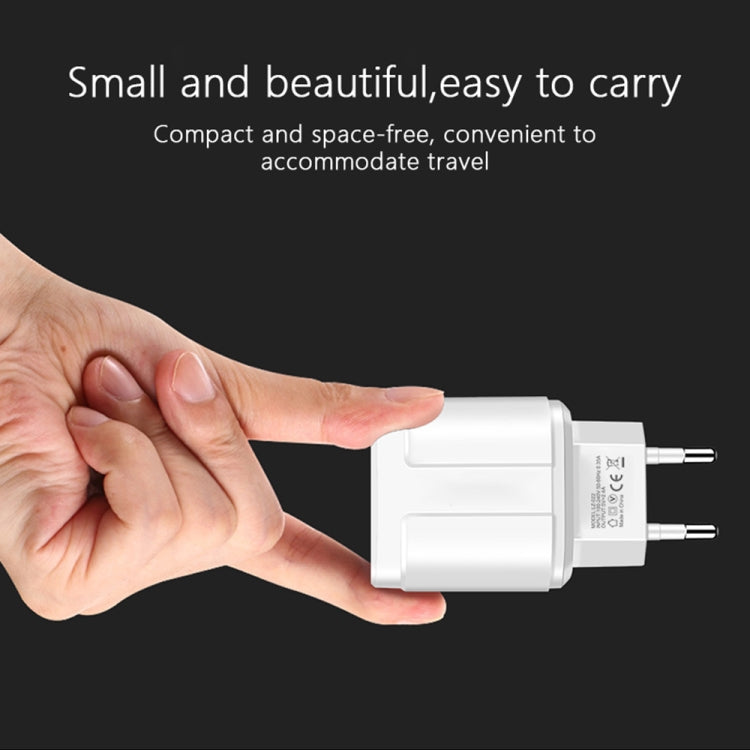 Dual USB Portable Travel Charger + 1 Meter USB to Micro USB Data Cable, EU Plug(Black) - Mobile Accessories by buy2fix | Online Shopping UK | buy2fix