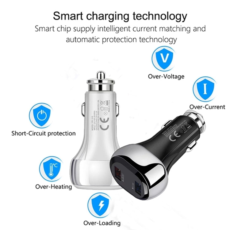 YSY-312 2 in 1 18W Portable QC3.0 Dual USB Car Charger + 1m 3A USB to Micro USB Data Cable Set(Black) - Car Charger by buy2fix | Online Shopping UK | buy2fix