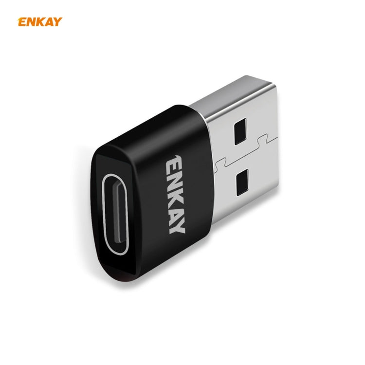 ENKAY ENK-AT105 USB Male to USB-C / Type-C Female Aluminium Alloy Adapter Converter, Support Quick Charging & Data Transmission(Black) - Mobile Accessories by ENKAY | Online Shopping UK | buy2fix