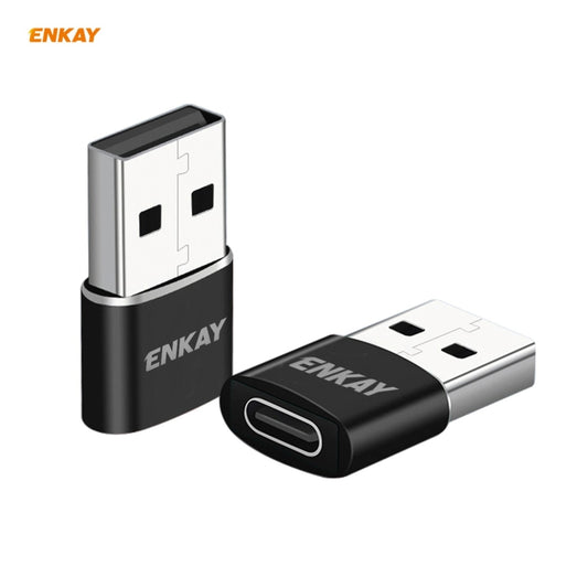 ENKAY ENK-AT105 USB Male to USB-C / Type-C Female Aluminium Alloy Adapter Converter, Support Quick Charging & Data Transmission(Black) by ENKAY