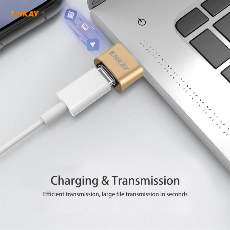 ENKAY ENK-AT105 USB Male to USB-C / Type-C Female Aluminium Alloy Adapter Converter, Support Quick Charging & Data Transmission(Gold) - Type-C Adapter by ENKAY | Online Shopping UK | buy2fix