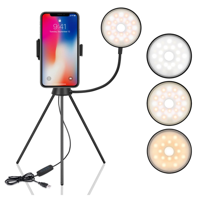 NS-08 Makeup Live Selfie Fill Ring Light Photography LED Dimmable Ring Lamp with Phone Tripod Stand Holder by buy2fix