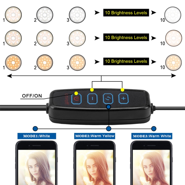 NS-08 Makeup Live Selfie Fill Ring Light Photography LED Dimmable Ring Lamp with Phone Tripod Stand Holder by buy2fix