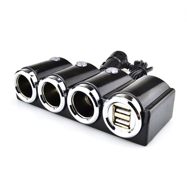 Car Cigarette Lighter Socket Splitter Dual USB Port Car Charger 3-Way Adapter - In Car by buy2fix | Online Shopping UK | buy2fix