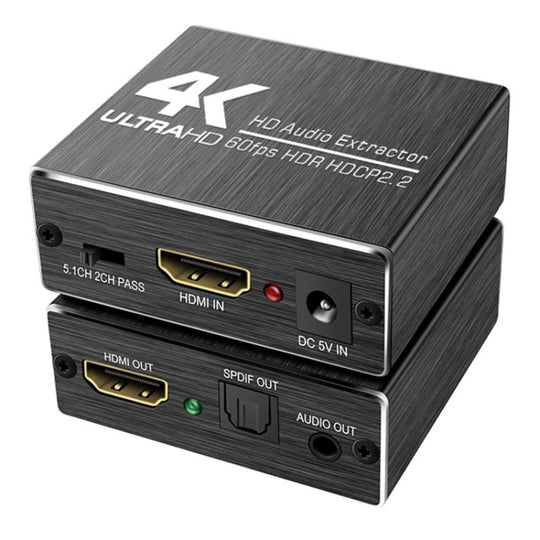 AY78V20 4K 60Hz HDMI 2.0 Audio Splitter 5.1 ARC HD-MI Audio Extractor HDCP 2.2 HDR10 Audio Converter 4K HD-MI Optical TOSLINK SPDIF