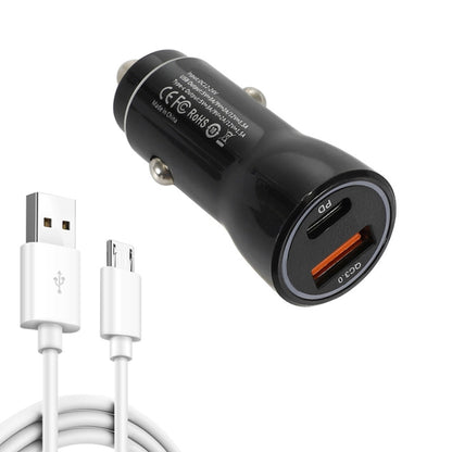 P21 Portable PD 20W + QC3.0 18W Dual Ports Fast Car Charger with USB to Micro USB Cable Kit(Black) - Car Charger by buy2fix | Online Shopping UK | buy2fix