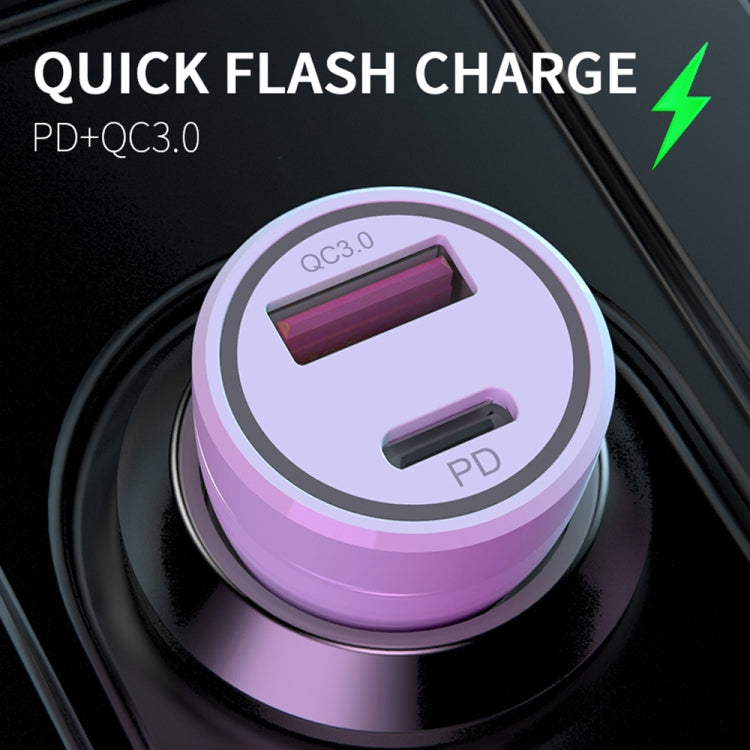 P21 Portable PD 20W + QC3.0 18W Dual Ports Fast Car Charger with USB to Micro USB Cable Kit(White) - Car Charger by buy2fix | Online Shopping UK | buy2fix