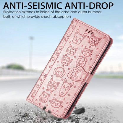 For Samsung Galaxy M02/A02 Cute Cat and Dog Embossed Horizontal Flip Leather Case with Holder & Card Slots & Wallet & Crossbody Lanyard & Card Cover(Rose Gold) by buy2fix