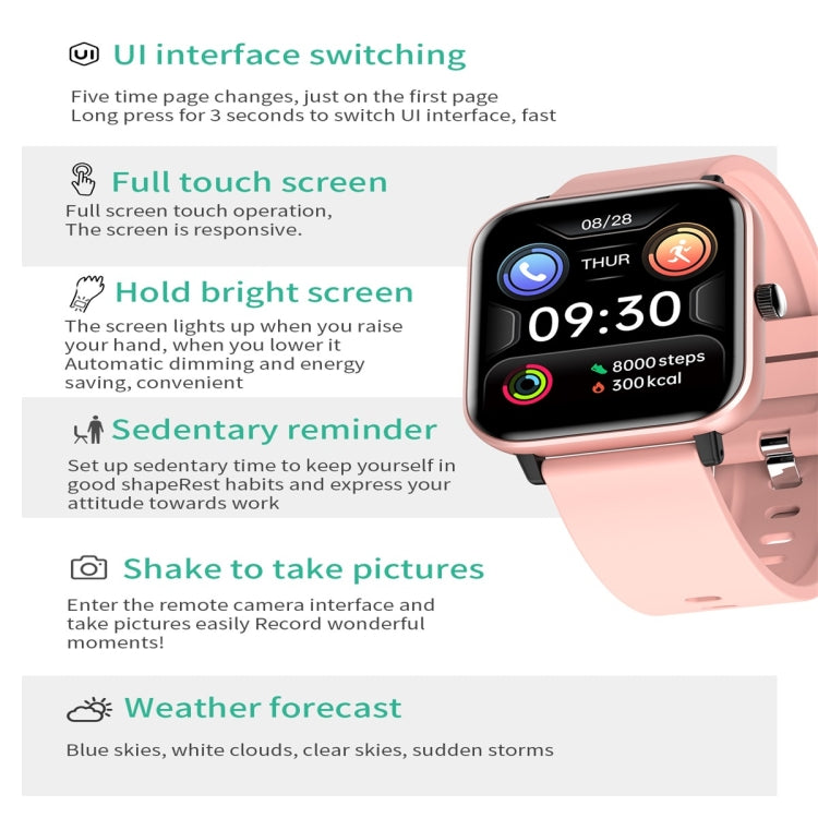 H10 1.54inch Color Screen Smart Watch IP67 Waterproof,Support Bluetooth Call/Heart Rate Monitoring/Blood Pressure Monitoring/Blood Oxygen Monitoring/Sleep Monitoring(Pink) - Smart Wear by buy2fix | Online Shopping UK | buy2fix