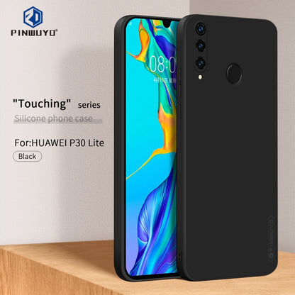 For Huawei P30 lite / Nova 4e PINWUYO Sense Series Liquid Silicone TPU Mobile Phone Case(Black) - Huawei Cases by PINWUYO | Online Shopping UK | buy2fix