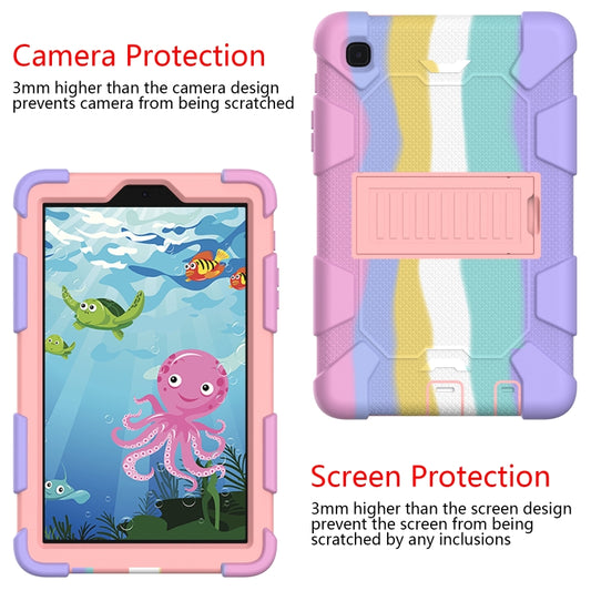 For Samsung Galaxy Tab A7 Lite T220 / T225 Two-Color Robot Shockproof Silicone + PC Protective Case with Holder(Rainbow+Rose Gold) by buy2fix