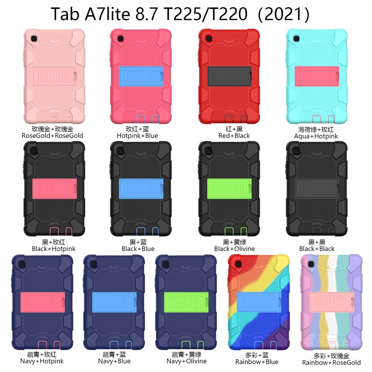 For Samsung Galaxy Tab A7 Lite T220 / T225 Two-Color Robot Shockproof Silicone + PC Protective Case with Holder(Rainbow+Blue) - Samsung Accessories by buy2fix | Online Shopping UK | buy2fix