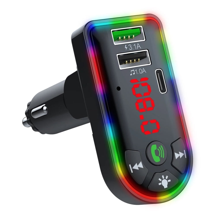 F7 Car MP3 Player 12V Colorful Breathing Light QC3.1 Wireless Dual Port Fast Charging PD - Bluetooth Car Kits by buy2fix | Online Shopping UK | buy2fix