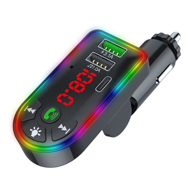 F7 Car MP3 Player 12V Colorful Breathing Light QC3.1 Wireless Dual Port Fast Charging PD - Bluetooth Car Kits by buy2fix | Online Shopping UK | buy2fix