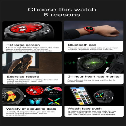 DT10 1.54inch Color Screen Smart Watch IP67 Waterproof,Support Bluetooth Call/Heart Rate Monitoring/Blood Pressure Monitoring/Blood Oxygen Monitoring/Sleep Monitoring(Black) - Smart Wear by buy2fix | Online Shopping UK | buy2fix