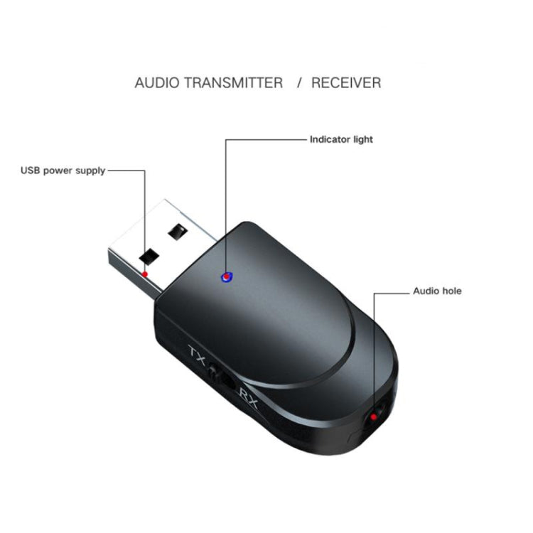 KN330 2 in 1 USB Bluetooth 5.0 Adapter Wireless Receiver Transmitter for Computer TV Car - Apple Accessories by buy2fix | Online Shopping UK | buy2fix