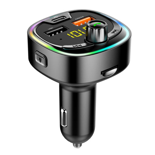 BT08D FM Transmitter Hands-free Car Kit MP3 Audio Player with QC3.0 + PD18W 5A Auto Fast Charger FM Modulator - In Car by buy2fix | Online Shopping UK | buy2fix