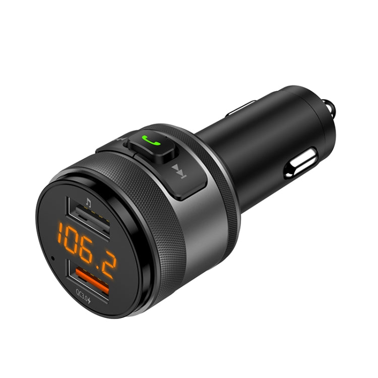 C57 QC3.0 Wireless FM Transmitter Fast Car Charger Bluetooth 5.0 Hands-free Car Modulator USB Flash Memory MP3 Player - In Car by buy2fix | Online Shopping UK | buy2fix