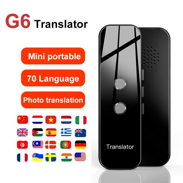G6 Portable Instant Real Time Voice Translator Multi Language Voice Personal Travel Assistant Translator(Black) - Consumer Electronics by buy2fix | Online Shopping UK | buy2fix