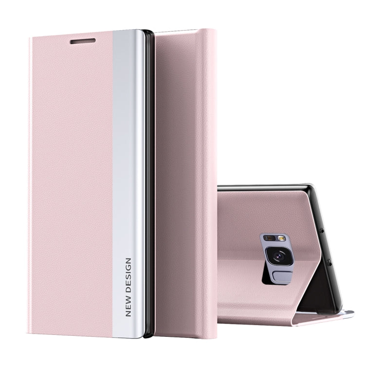 For Samsung Galaxy S8 Plus Side Electroplated Magnetic Ultra-Thin Horizontal Flip Leather Case with Holder(Pink) by buy2fix