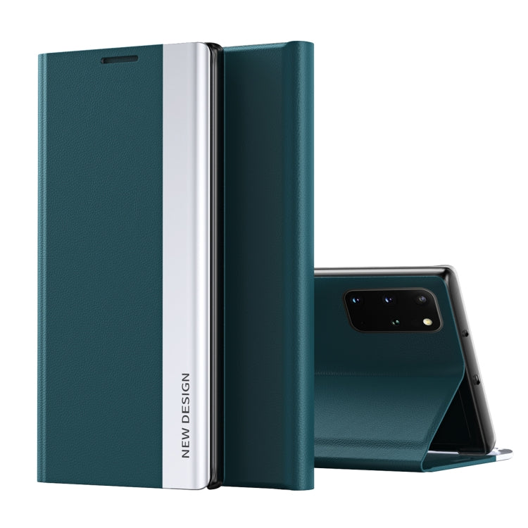 For Samsung Galaxy A71 5G Side Electroplated Magnetic Ultra-Thin Horizontal Flip Leather Case with Holder(Green) - Galaxy Phone Cases by buy2fix | Online Shopping UK | buy2fix