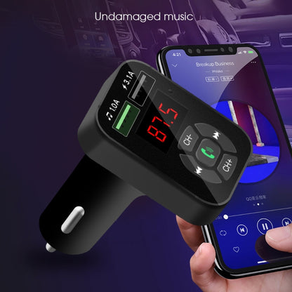 A9 Car FM Transmitter Hands-free Wireless Audio Receiver MP3 Player Dual USB Fast Charger - In Car by buy2fix | Online Shopping UK | buy2fix