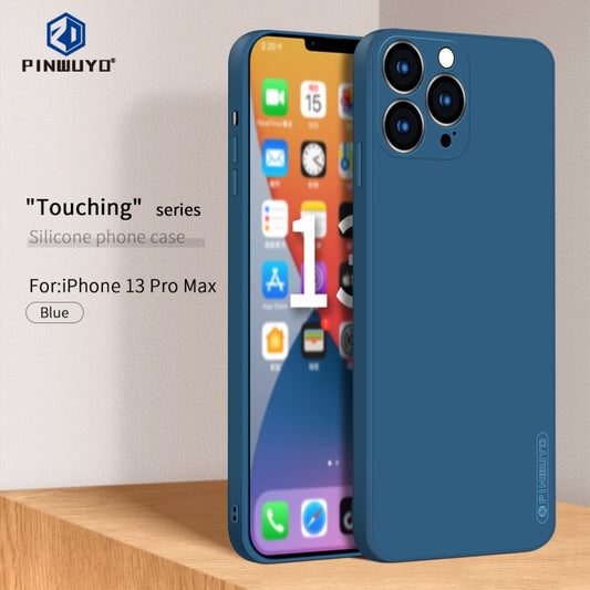 For iPhone 13 Pro Max PINWUYO Touching Series Liquid Silicone TPU Shockproof Case (Blue) by PINWUYO