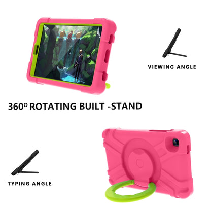 For Galaxy Tab A7 Lite T220/T225 PC + Silicone Shockproof Combination Case with 360 Degree Rotating Holder & Handle(Rose Red+Grass Green) - Tab A7 Lite T220 / T225 by buy2fix | Online Shopping UK | buy2fix