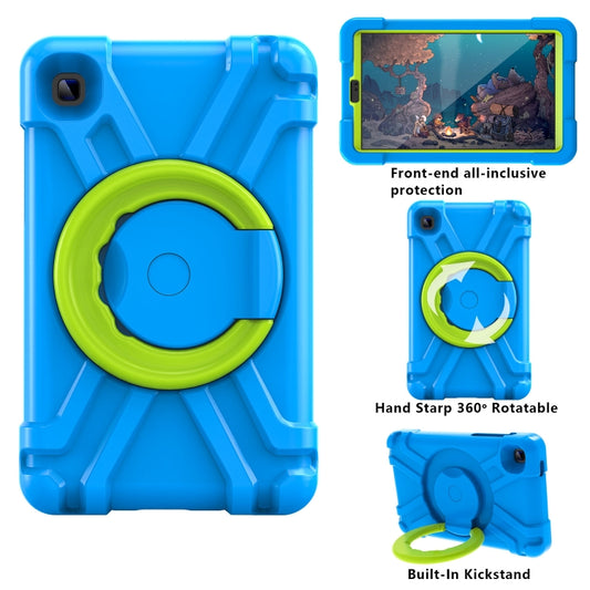 For Galaxy Tab A7 Lite T220/T225 PC + Silicone Shockproof Combination Case with 360 Degree Rotating Holder & Handle(Blue+Grass Green) by buy2fix