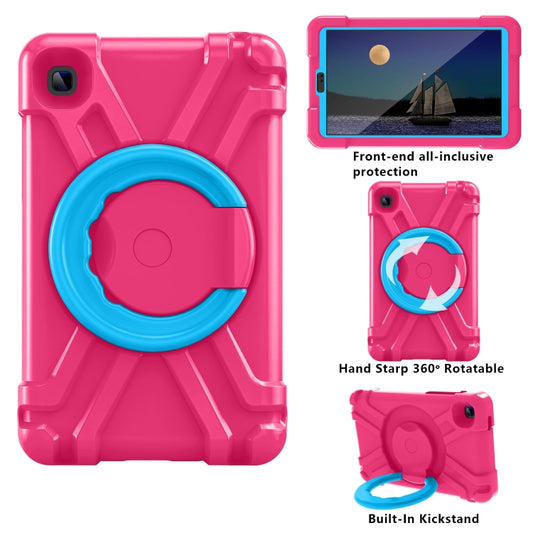 For Galaxy Tab A7 Lite T220/T225 PC + Silicone Shockproof Combination Case with 360 Degree Rotating Holder & Handle(Rose Red+Blue) by buy2fix