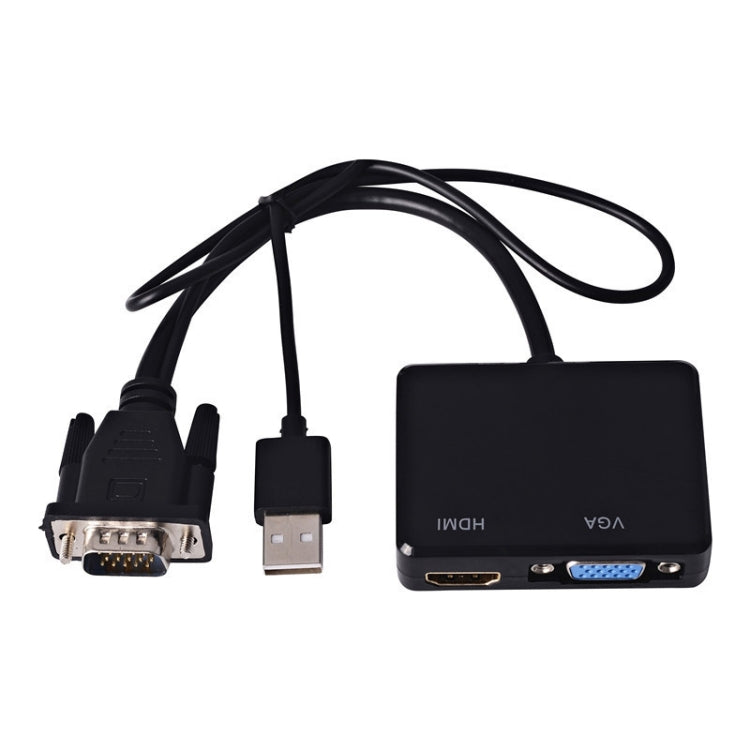 VGA to HDMI Adapter VGA Splitter with 3.5mm Audio Converter - VGA Splitters by buy2fix | Online Shopping UK | buy2fix