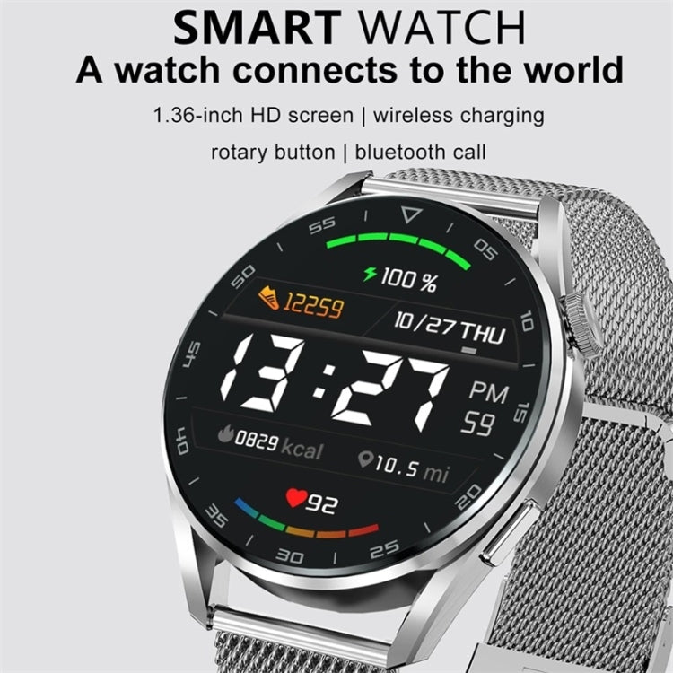 DT3pro 1.36 inch Color Screen Smart Watch, IP67 Waterproof,Steel Watchband,Support Bluetooth Call/Heart Rate Monitoring/Blood Pressure Monitoring/Blood Oxygen Monitoring/Sleep Monitoring(Black) - Smart Wear by buy2fix | Online Shopping UK | buy2fix