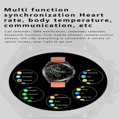 DW95 1.28 inch Color Screen Smart Watch, IP67 Waterproof,Leather Watchband,Support Bluetooth Call/Heart Rate Monitoring/Blood Pressure Monitoring/Blood Oxygen Monitoring/Sleep Monitoring(Gold) - Smart Wear by buy2fix | Online Shopping UK | buy2fix