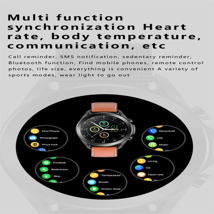 DW95 1.28 inch Color Screen Smart Watch, IP67 Waterproof,Leather Watchband,Support Bluetooth Call/Heart Rate Monitoring/Blood Pressure Monitoring/Blood Oxygen Monitoring/Sleep Monitoring(Black) - Smart Wear by buy2fix | Online Shopping UK | buy2fix