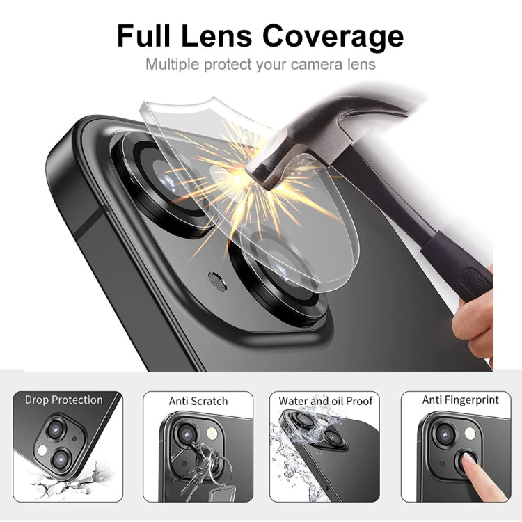 For iPhone 13 ENKAY Hat-Prince Aluminium Alloy + Tempered Glass Camera Lens Cover Film Ring(Black) - Apple Accessories by ENKAY | Online Shopping UK | buy2fix