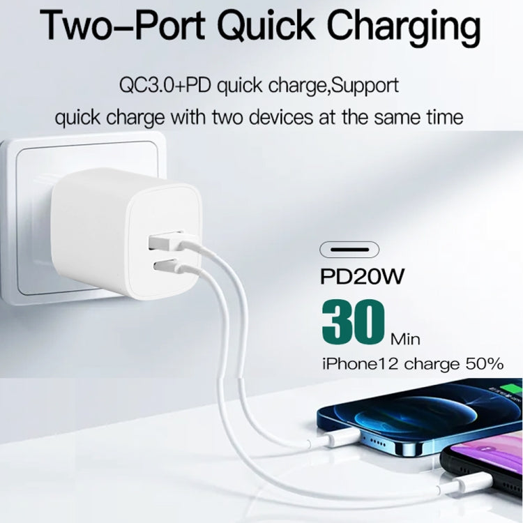 CS-20W Mini Portable PD3.0 + QC3.0 Dual Ports Fast Charger(US Plug) - Apple Accessories by buy2fix | Online Shopping UK | buy2fix