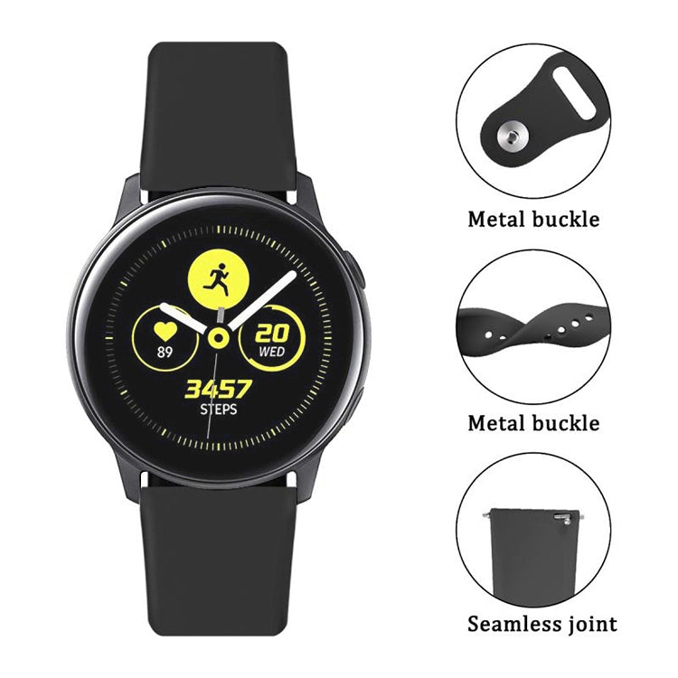 Monochrome Silicone Watch Band For Samsung Galaxy Watch Active 20mm(Black) by buy2fix