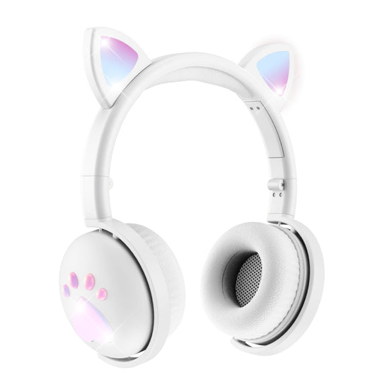 BK9 HiFi 7.1 Surround Sound Cat Claw Luminous Cat Ear Bluetooth Gaming Headset with Mic(White) by buy2fix