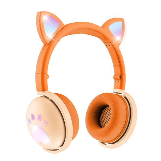BK9 HiFi 7.1 Surround Sound Cat Claw Luminous Cat Ear Bluetooth Gaming Headset with Mic(Orange) by buy2fix